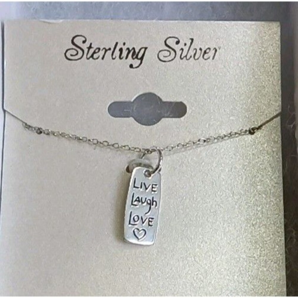 LA Sterling Silver Live Laugh Love Pendant Necklace 19"